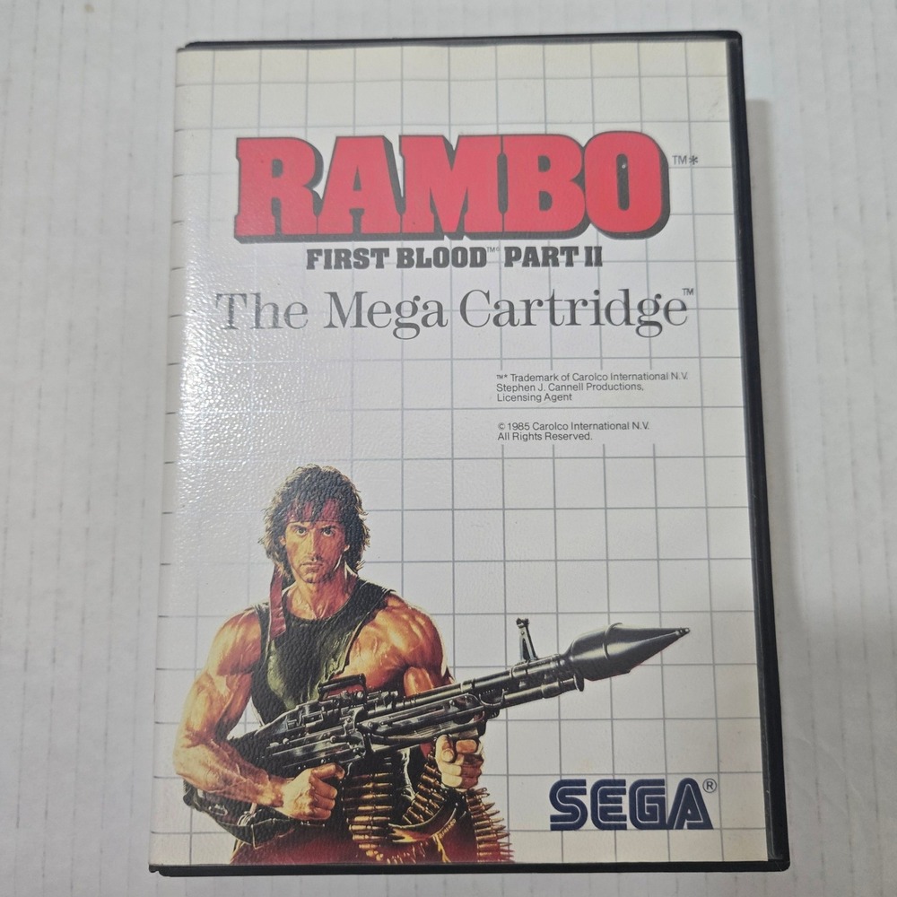 1986 Rambo First Blood Part II Sega Master System CIB Complete Game 1980s